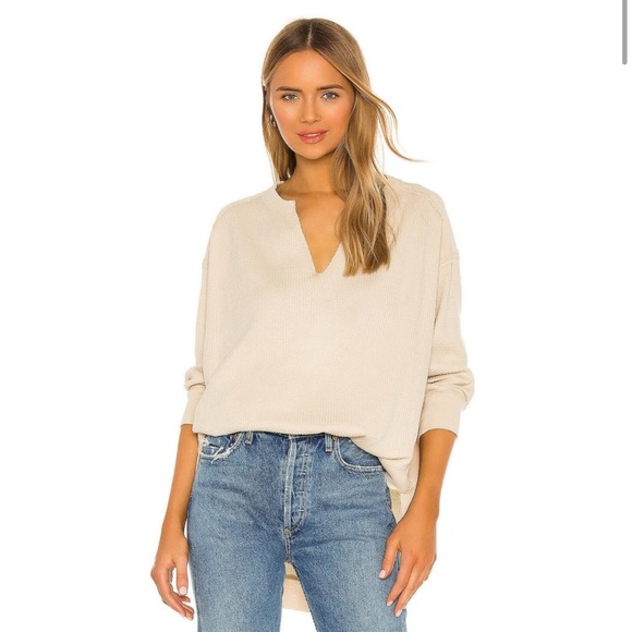 Free People We The Free Owen Thermal Knit Top, Size L vanilla crème - Picture 2 of 7